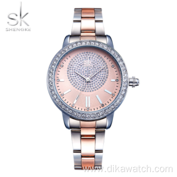 shengke k0075 fashion diamond steel belt ladies watch factory direct sales 2021 new